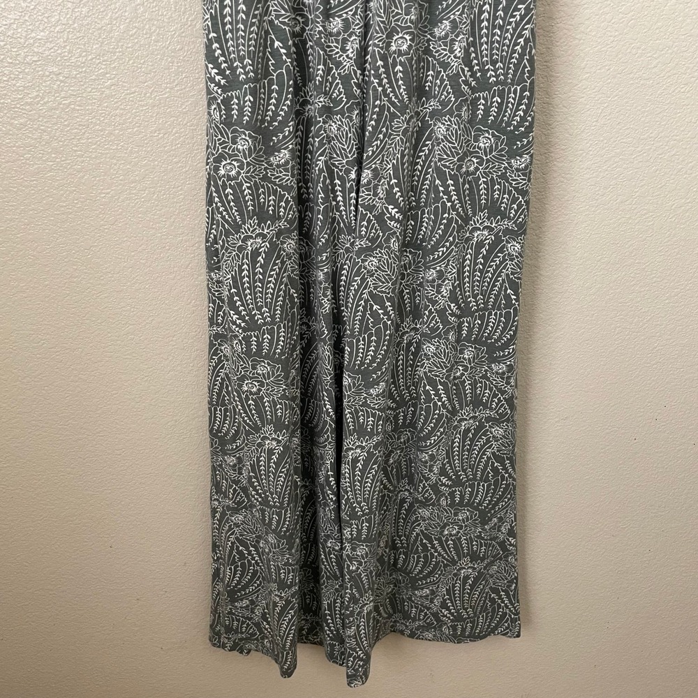 Pact Jumpsuit Womens Large Green Floral Jersey Knit Organic Cotton Straight Leg - Picture 5 of 12